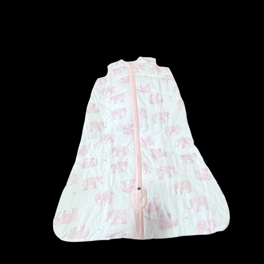 Burt's Bees Baby Beekeeper Wearable Blanket  L White‎ W/ Pink Elephant NWOT